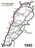 Le réseau en 1942