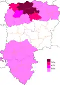 Résultats électoraux des socialistes au premier tour par canton.