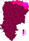 Résultats électoraux de la gauche parlementaire au premier tour par canton.