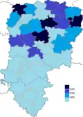 Résultats électoraux de la majorité présidentielle au premier tour par canton.