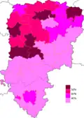 Résultats électoraux de la gauche parlementaire au premier tour par canton.