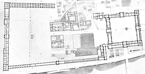 Situation des vestiges de l'église avant leur destruction totale.