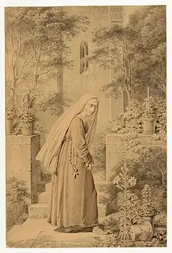 Mademoiselle de La Vallière aux Carmélites par Pierre Révoil, 1er&nbsp;tiers du XIXe&nbsp;siècle, musée des Beaux-Arts de Lyon.