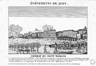Combats au pont Morand le 22 novembre 1831, lors de la première révolte des canuts.