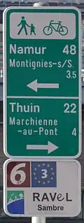 Photographie de panneaux de signalisation à Charleroi.