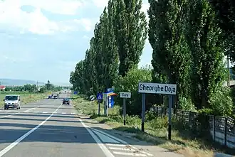 DN2 entrant à Gheorghe Doja.