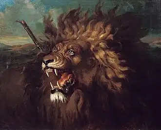 Lion blessé, vers 1839, galerie nationale de Singapour.