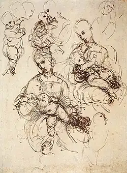 Développement de composition pour une Vierge à l'Enfant.
