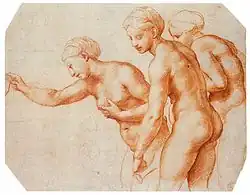 Étude à la craie rouge pour la villa Farnesina (Trois Grâces).