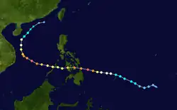 Trajectoire du typhon Rai.