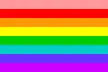 Le drapeau initial de juin 1978 créé par Gilbert Baker avec huit couleurs.