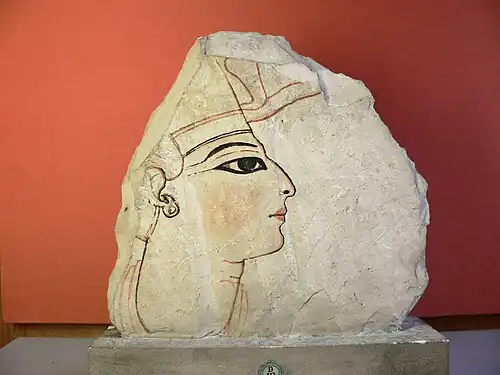 Portrait de Ramsès&nbsp;VI, XXe dynastie. Ostracon, calcaire peint. H. 21,4&nbsp;cm. Probablement Thèbes. Louvre