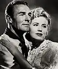 Avec Randolph Scott, dans Far West 89 (1948, photo promotionnelle)
