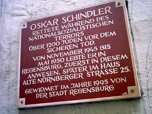 Plaque commémorative à Ratisbonne.
