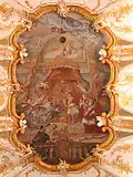 Fresque de la nef de Notre-Dame de Ratisbonne représentant le recouvrement de l'image miraculeuse