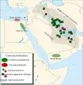 Localisations des champs pétroliers et gaziers