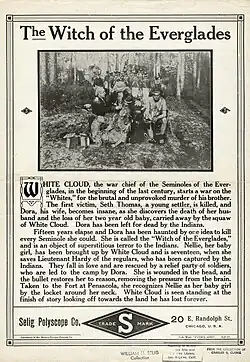 Description de l'image Release flier for THE WITCH OF THE EVERGLADES, 1911.jpg.