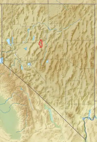 Carte de localisation des monts Augusta au Nevada.
