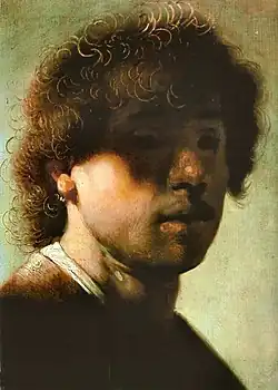 Portrait de jeune homme, anonyme (XVIIe&nbsp;siècle, Gemäldegalerie Alte Meister de Cassel) d'après Autoportrait de jeunesse de c. 1628.