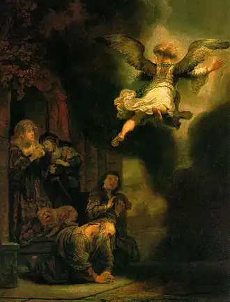 Ange Raphaël quittant Tobie,Rembrandt
