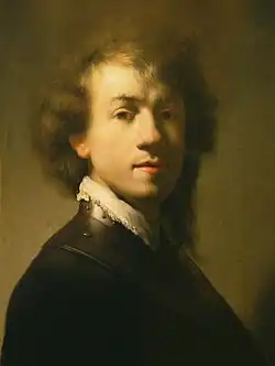 Autoportrait avec un gorgerin, peut-être de Gérard Dou, anciennement attribué à Rembrandt et Jan van Vliet (c. 1629, Mauritshuis), d'après Autoportrait avec un gorgerin.