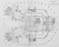 Schéma noir et blanc d'une coupe transversale du moteur.