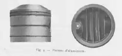 Schéma noir et blanc d'un piston (vue de côté et de haut)