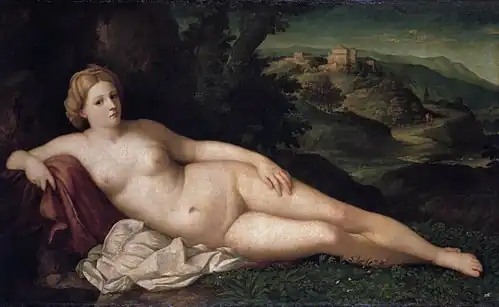 Nymphe dans un paysage.