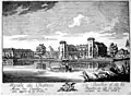 Gravure représentant le château de Rheinsberg vers 1740