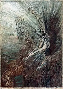 Facéties des filles du Rhin, illustration de L'or du Rhin et la Valkyrie, 1910.