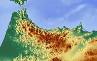 Carte topographique du Rif.