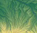 Le chevelu des rivières gersoises irriguant les coteaux de Gascogne, entre piémont pyrénéen et Garonne.