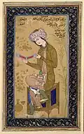 Reza Abbassi, Jeune homme assis (vers 1625, British Museum)