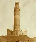 Photo de 1843 du monument Nelson par Robert Adamson.
