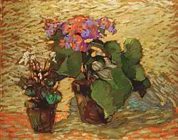 1915-20, Pots de géraniums, huile sur panneau, 72,8&nbsp;×&nbsp;91,5&nbsp;cm