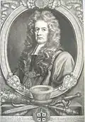portrait classique en buste, avec perruque, dans cadre ovale