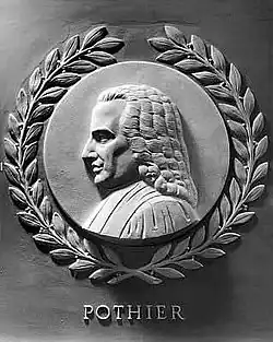 Représentation de Pothier sur un bas-relief de la Chambre des représentants des États-Unis.