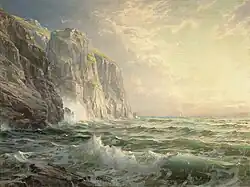 Rocky Cliff with Stormy Sea, Cornwall (1902)