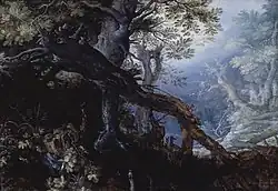 Roelandt Savery, Forêt et cerf (vers 1608-1610).