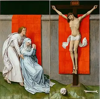 Rogier van der Weyden,La Crucifixion, avec la Vierge et Saint Jean l'Évangéliste, vers 1460