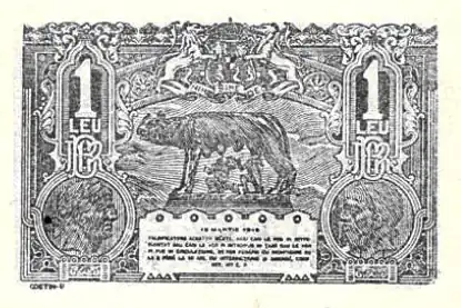 Billet de 1 leu roumain, 1915.
