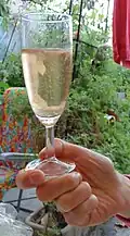 Champagne rosé avec ses pétales de rose.