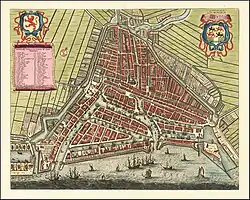 gravure d'une ville en forme triangulaire