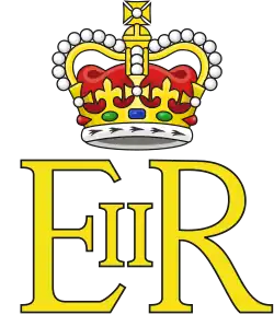 Monogramme de la reine Élisabeth II, surmonté de la couronne de saint Édouard.
