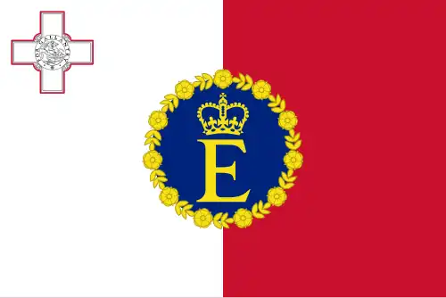 Étendard d'Élisabeth II utilisé à Malte de 1964 à 1974.