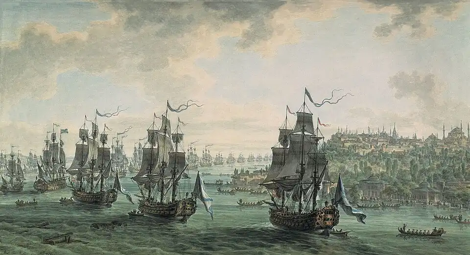 La flotte de la mer Noire traversant le détroit du Bosphore, Mikhaïl Matveïevitch Ivanov, 1804.