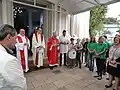 Mgr&nbsp;Ruffinoni Ruffinoni, durant la messe pour les 140 ans de fondation de la Communauté São Romédio, 20 avril 2016.