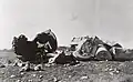 Le monument retrouvé détruit à l'été 1944.