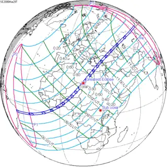 Carte de l'éclipse générale