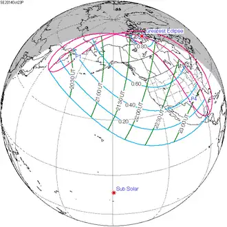 Carte de l'éclipse générale